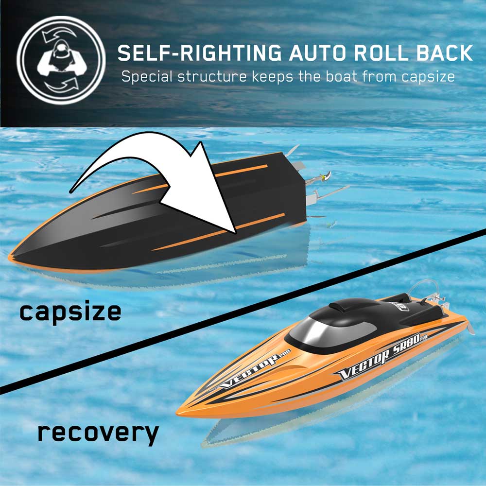 VOLANTEXRC Vector SR80 Pro 50mph RC Boat With Auto Roll Back Function And All Metal Hardwares RTR