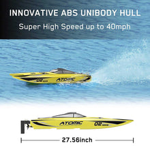 Load image into Gallery viewer, VOLANTEXRC Atomic 40mph RC Boat With Auto Roll Back And ABS Unibody Blow Plastic Hull RTR Yellow