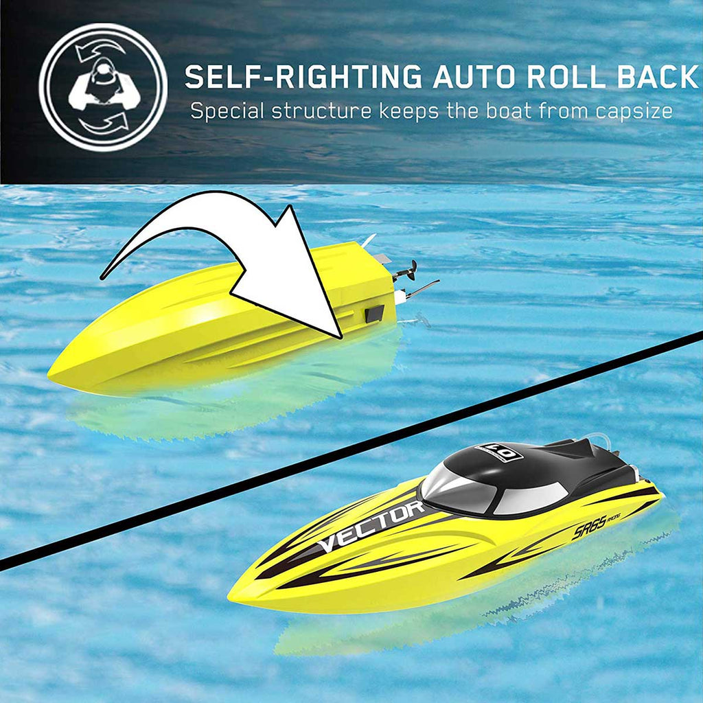 VOLANTEXRC Vector SR65 35mph RC Racing Boat With Auto Roll Back RTR Yellow