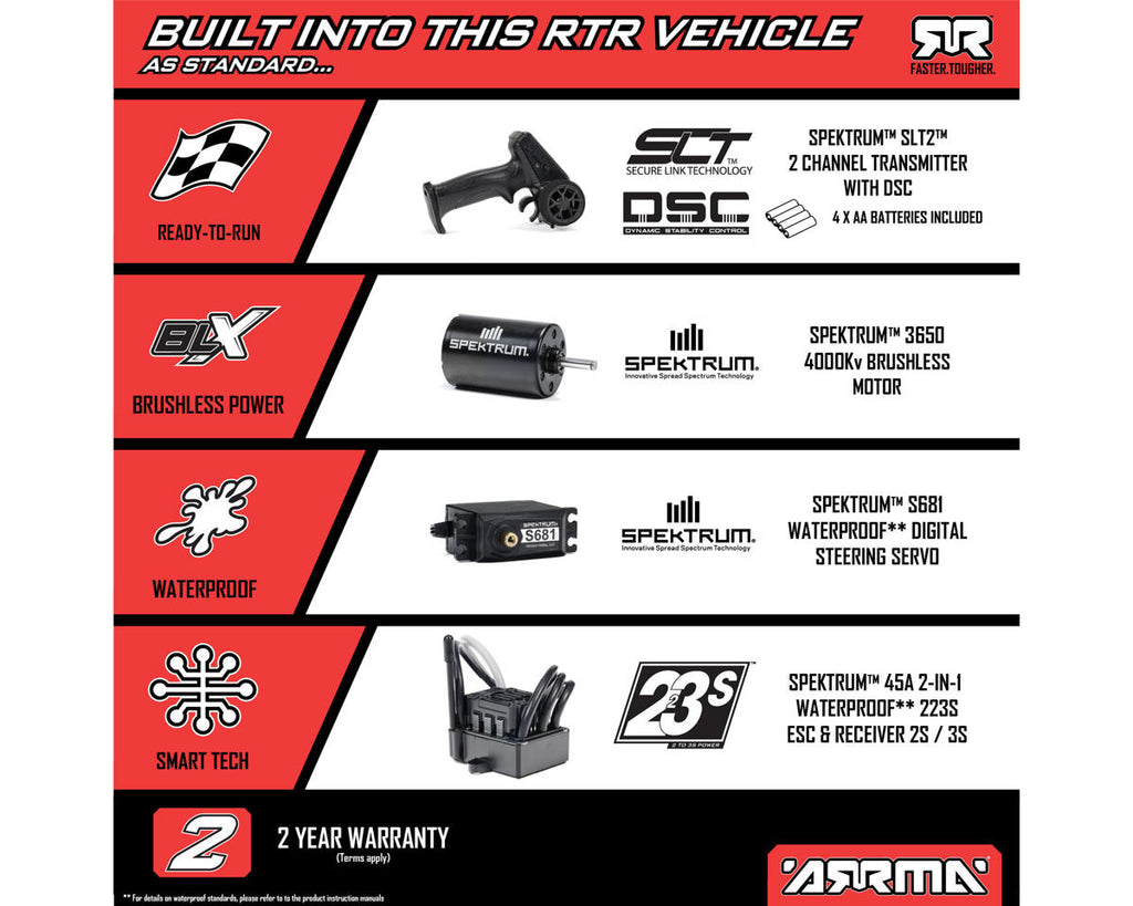 Arrma Fury 223S BLX 1/10 Brushless RTR 2WD Short Course Truck w/SLT2 2.4GHz Radio & DSC