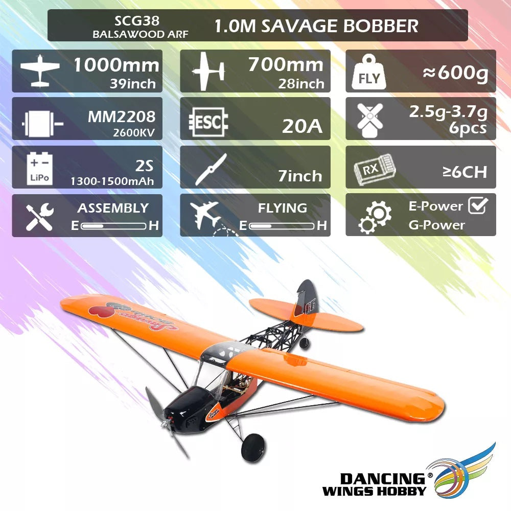 Dancing Wings Savage Bobber Airplane 1000mm Wingspan Balsa