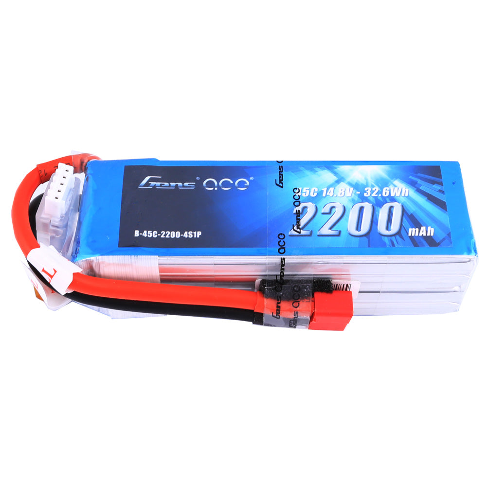 Gens ace 2200mAh 14.8V 45C 4S1P Lipo Battery Pack with Deans Plug