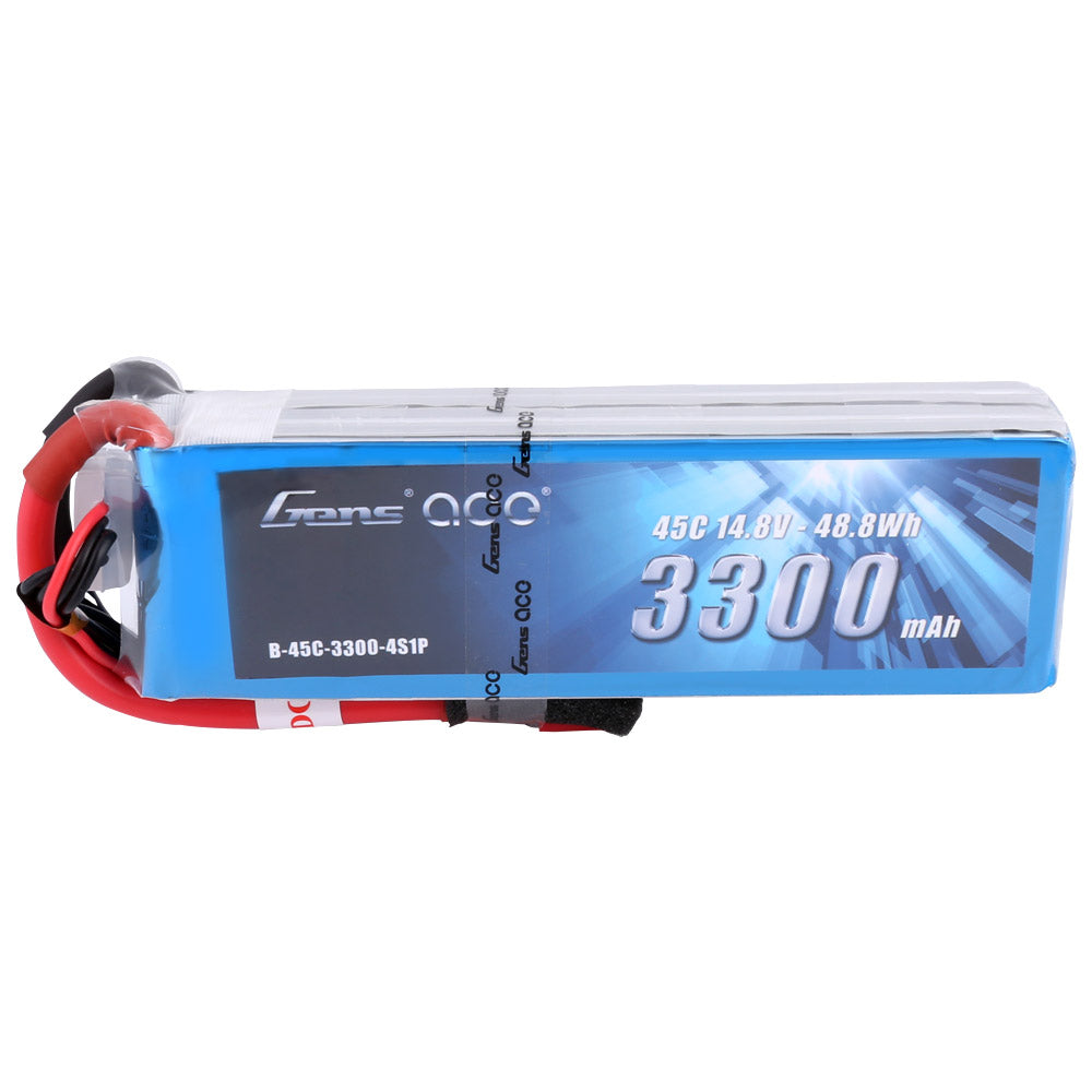 Gens ace 3300mAh 14.8V 45C 4S1P Lipo Battery Pack with Deans Plug