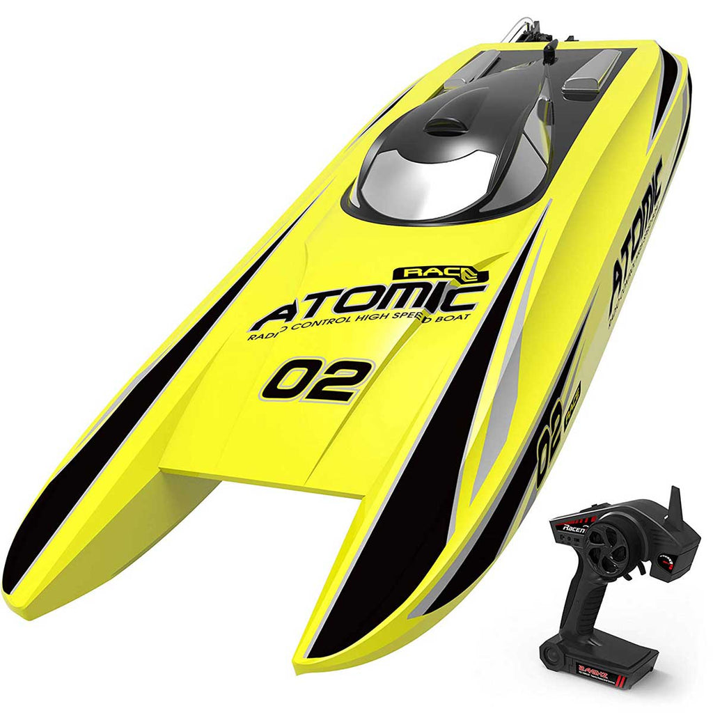 VOLANTEXRC Atomic 40mph RC Boat With Auto Roll Back And ABS Unibody Blow Plastic Hull RTR Yellow