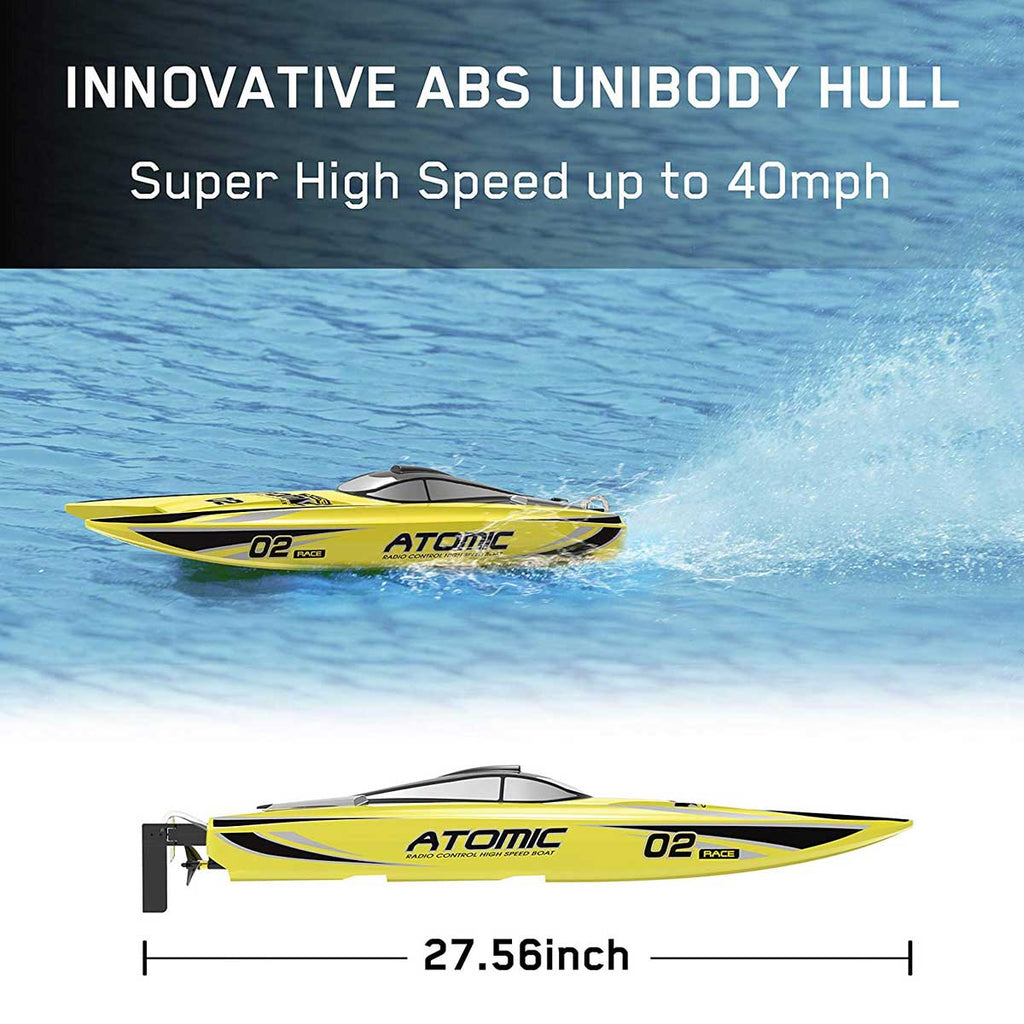 VOLANTEXRC Atomic 40mph RC Boat With Auto Roll Back And ABS Unibody Blow Plastic Hull RTR Yellow