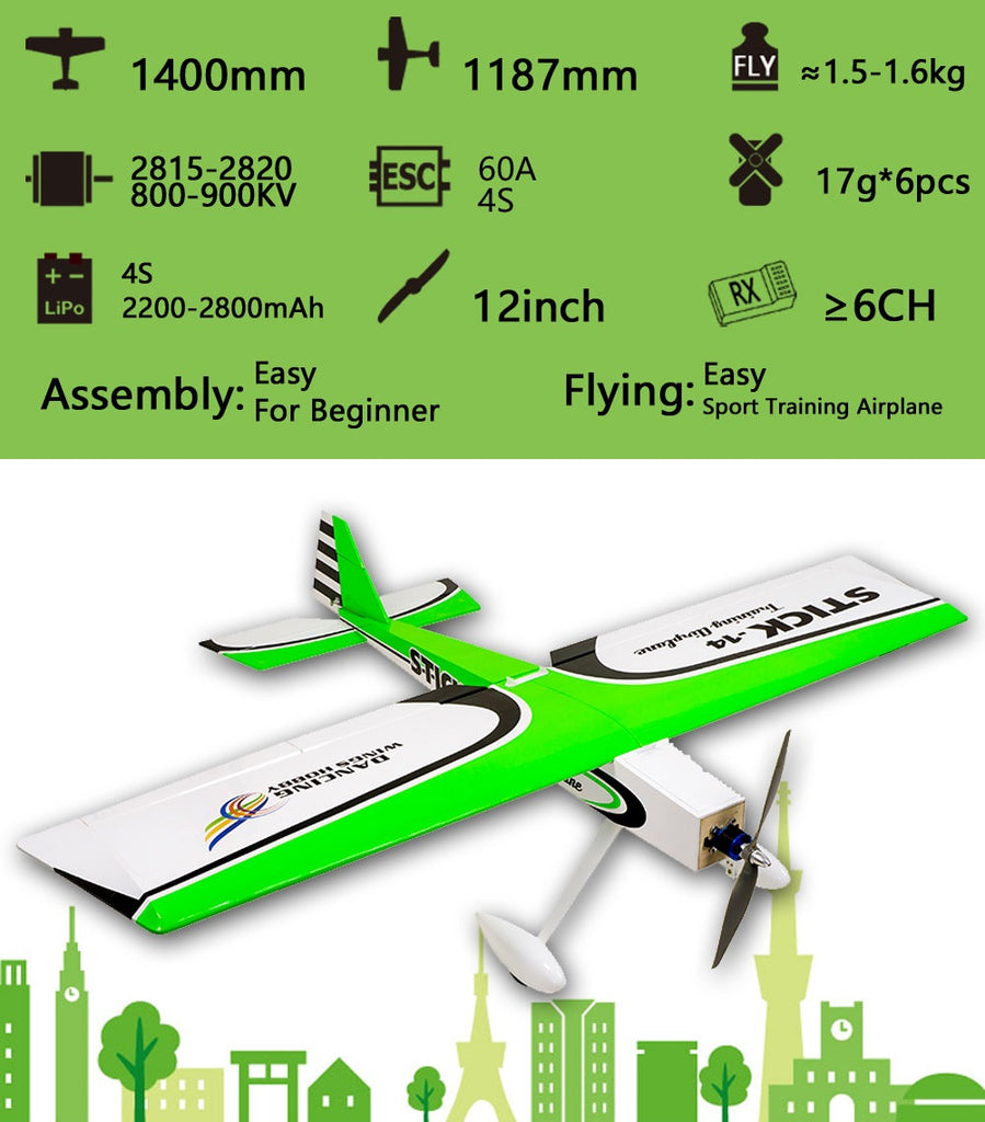 Dancing Wings Stick Sports 3D Airplane 1400mm Wingspan Balsa - ARF PNP