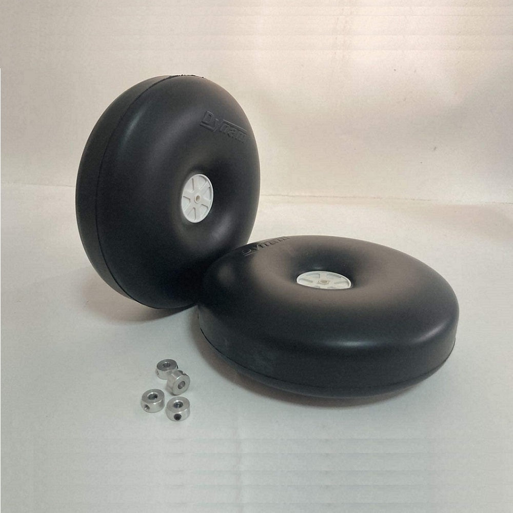 DYNAM RC 5.5 in Diameter Smooth Surface Rubber Wheel for RC Airplane (2-Pack- 4.2mm Hole/axle)
